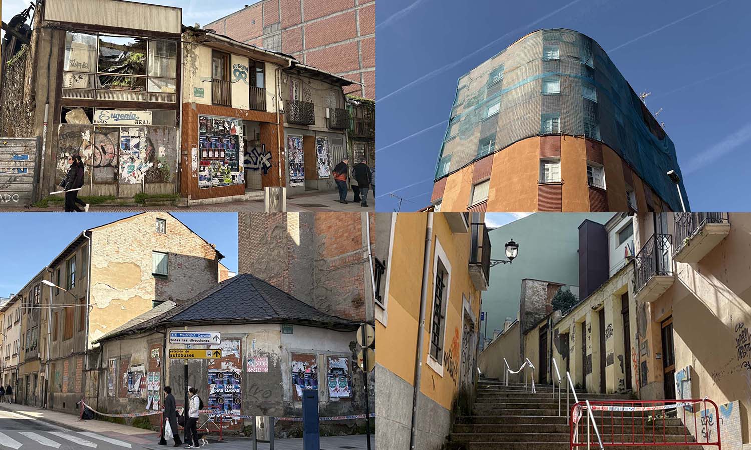 Collage edificios en ruina de Ponferrada