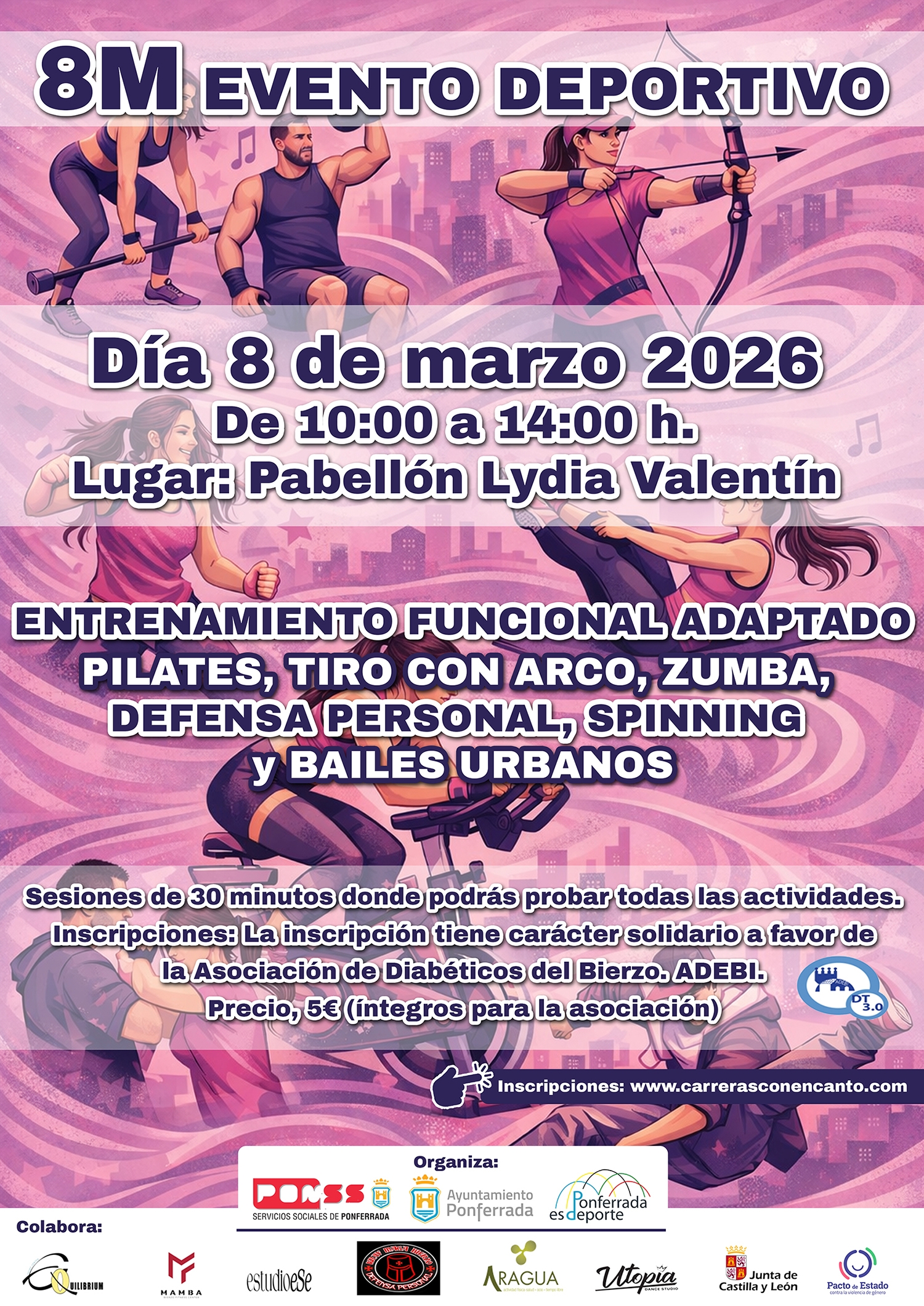 Cartel de las actividades deportivas por el 8M en Ponferrada