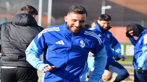 El fútbolista Ger Novoa en un entrenamiento con el club | SDP