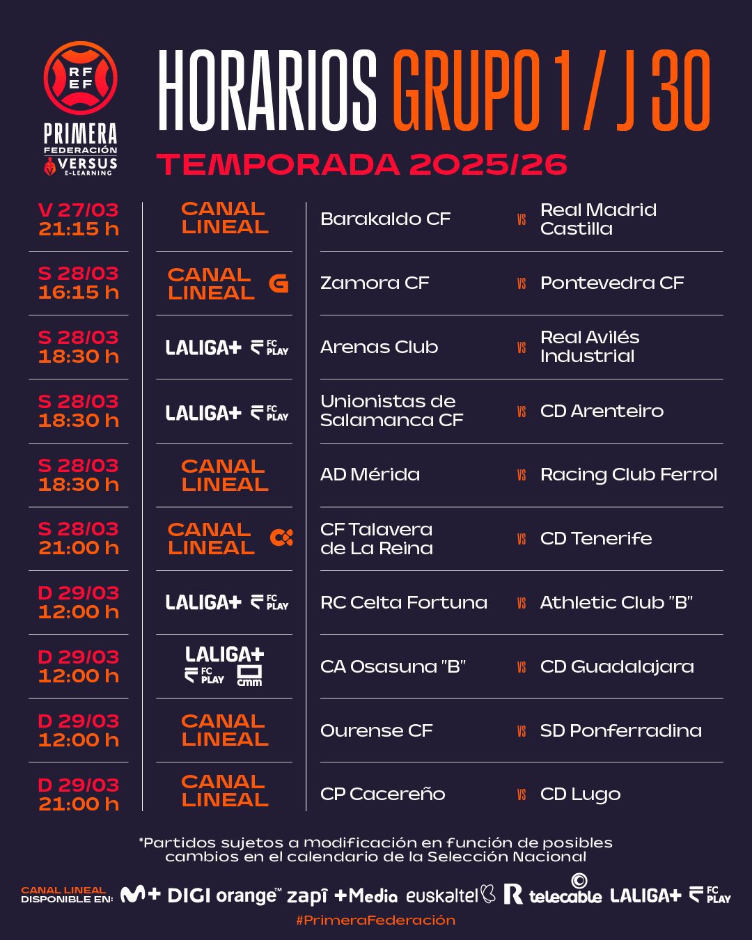 Horario Ourense Ponferradina