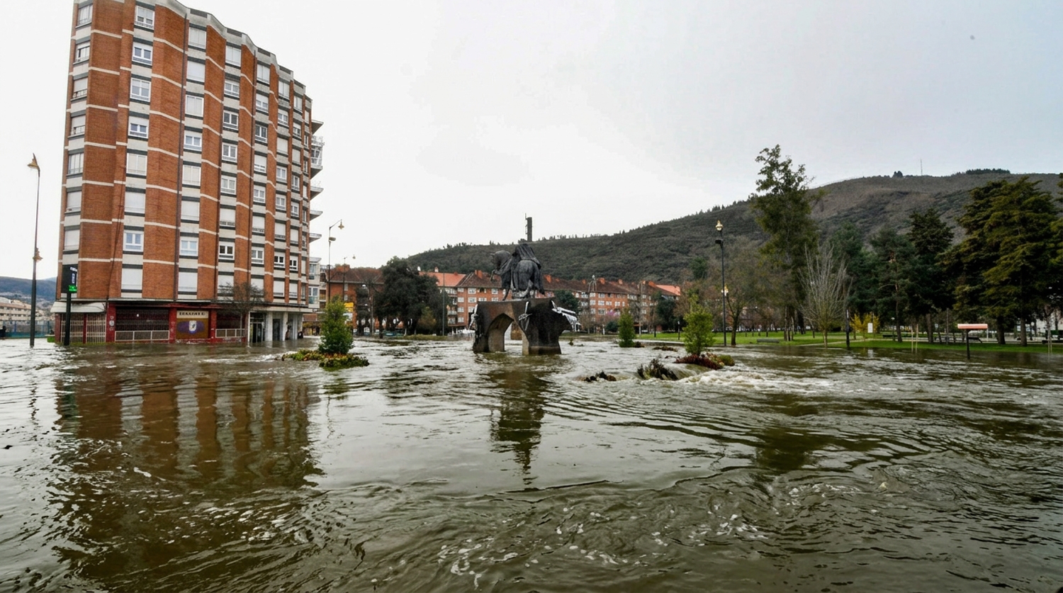 Rotonda del Caballero Templario inundada (Imagen generada con IA)