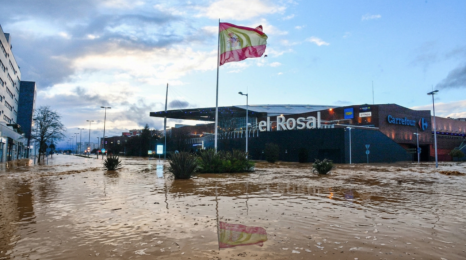Zona de El Rosal inundada (Imagen generada con IA)