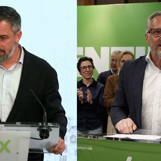 15M | Abascal y Pollán ya deslizan que Vox "va a formar gobierno" en Castilla y León, Aragón y Extremadura 15M | Abascal y Pollán ya deslizan que Vox "va a formar gobierno" en Castilla y León, Aragón y Extremadura
