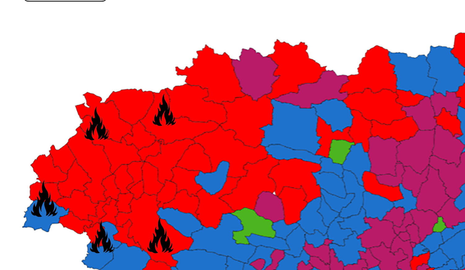 Mapa del Bierzo con los grandes incendios del pasado verano 