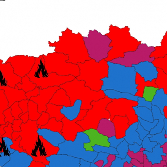 Mapa del Bierzo con los grandes incendios del pasado verano 