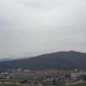 Cielo gris de Ponferrada por la llegada del humo del incendio de La Bañeza Cielo gris de Ponferrada por la llegada del humo del incendio de La Bañeza