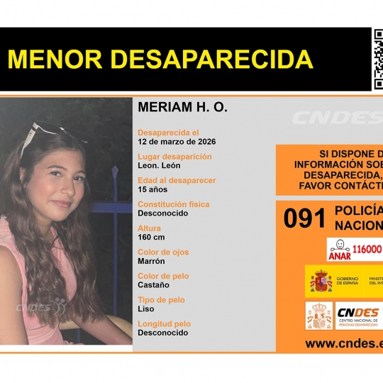 Menor desaparecida en León | Foto: Centro Nacional de Personas Desaparecidas (CNDES)