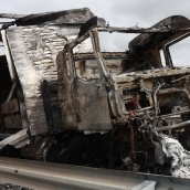 JL Leal ICAL. Accidente entre 2 camiones en la autovía A 62, en la localidad zamorana de Castrillo de la Guareña JL Leal ICAL. Accidente entre 2 camiones en la autovía A 62, en la localidad zamorana de Castrillo de la Guareña