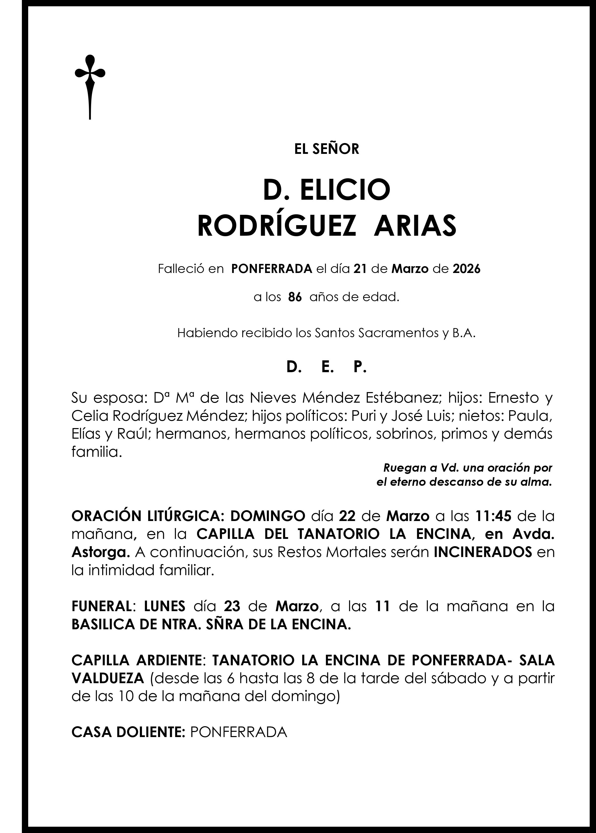 ELICIO RODRIGUEZ ARIAS