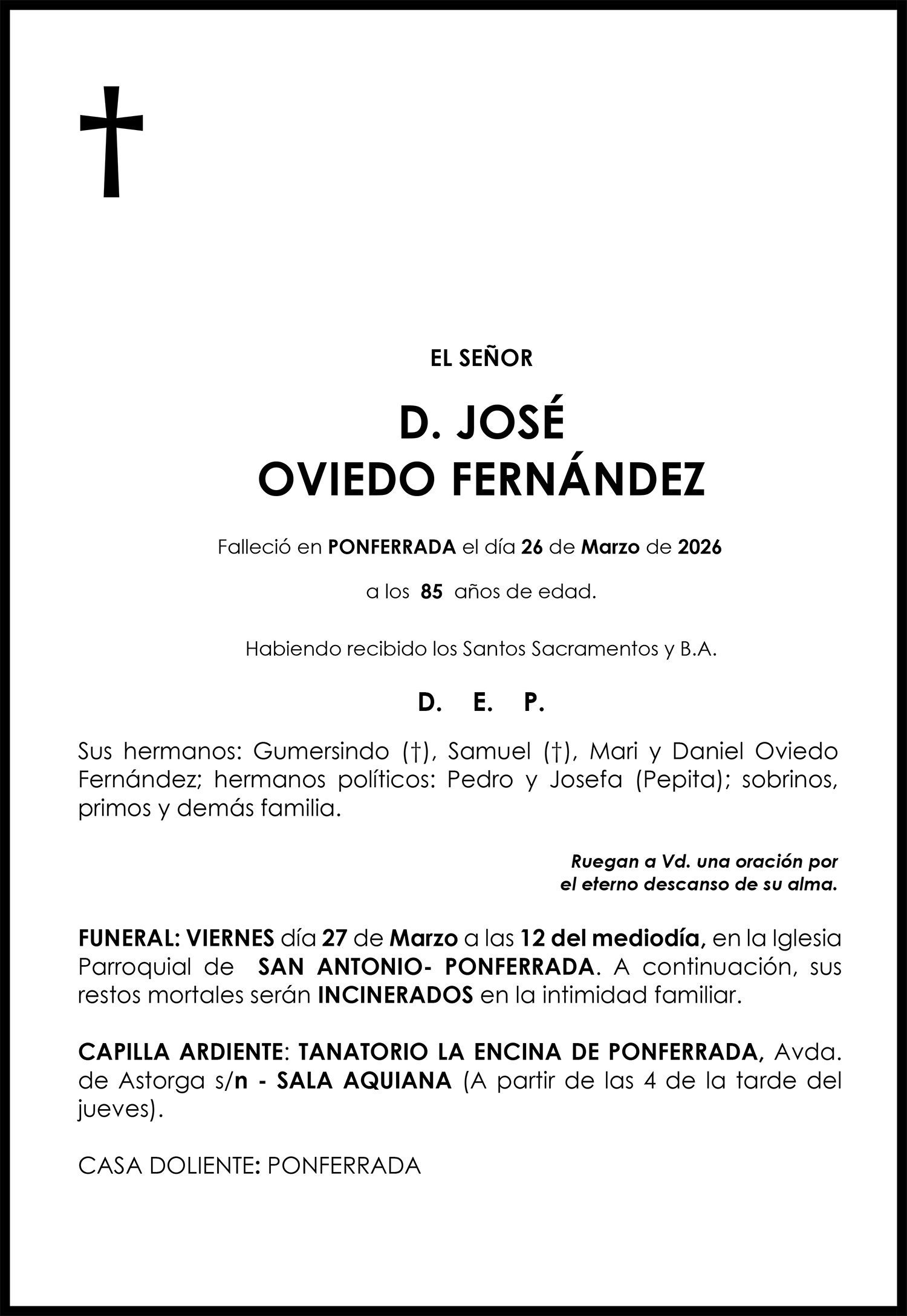 JOSÉ OVIEDO FERNÁNDEZ