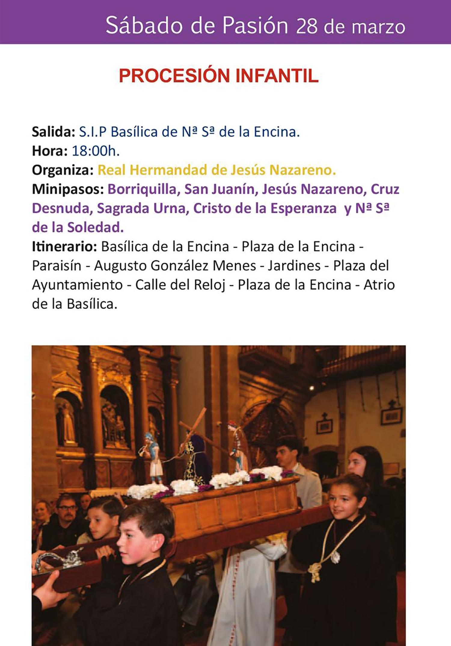 Programa procesión infantil