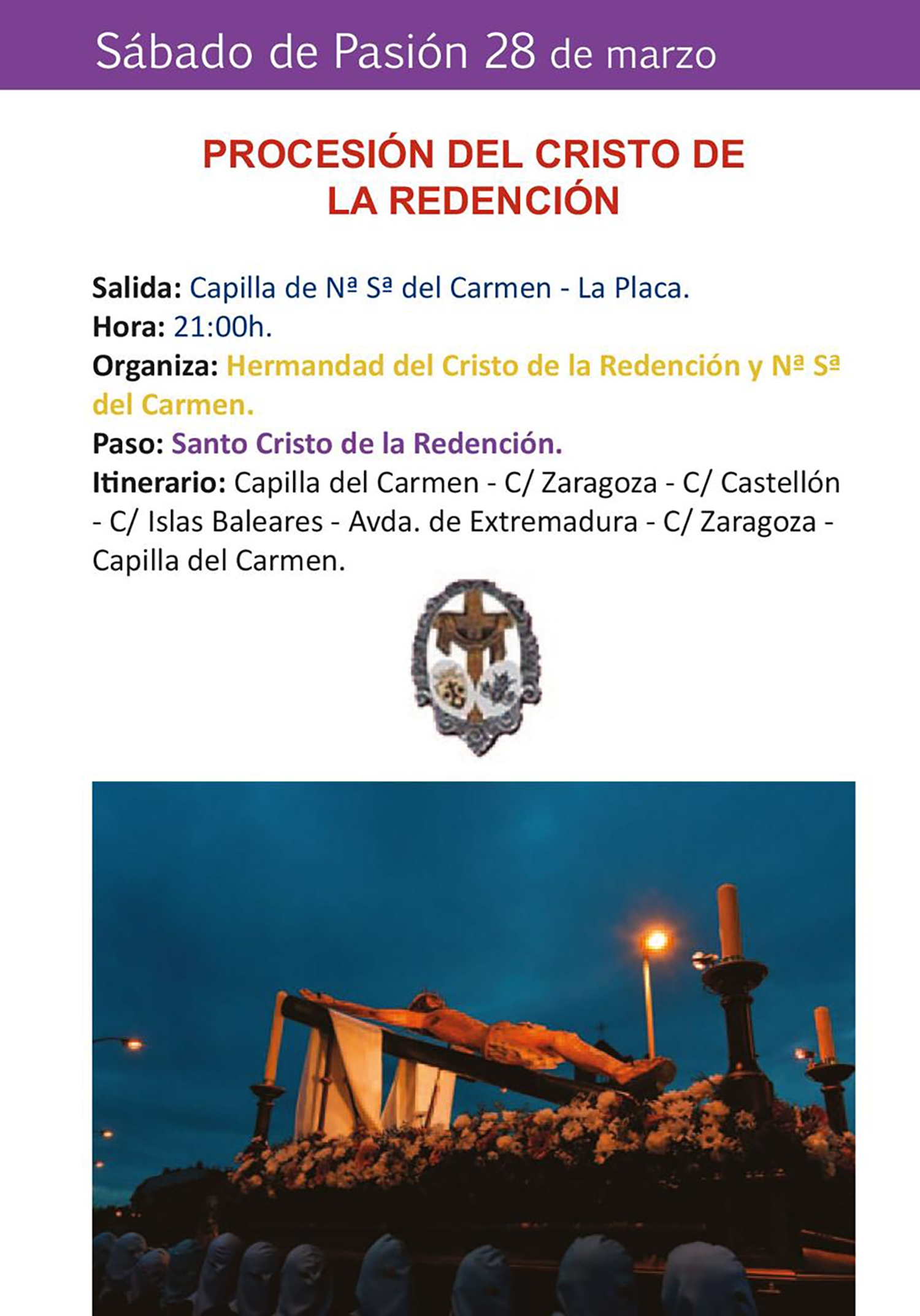Programa de la procesión del Cristo de la Redención