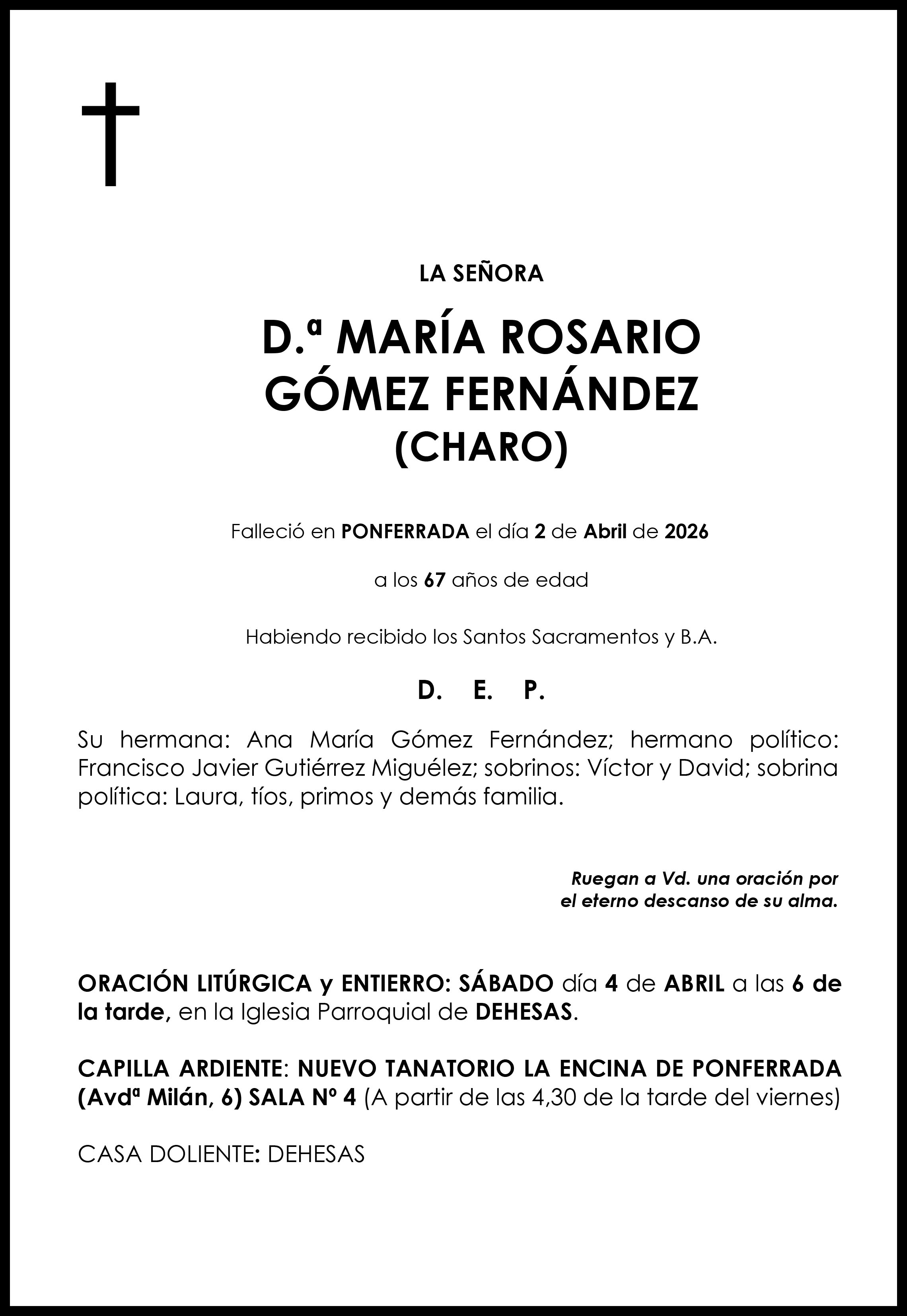 MARÍA ROSARIO GÓMEZ FERNÁNDEZ CHARO