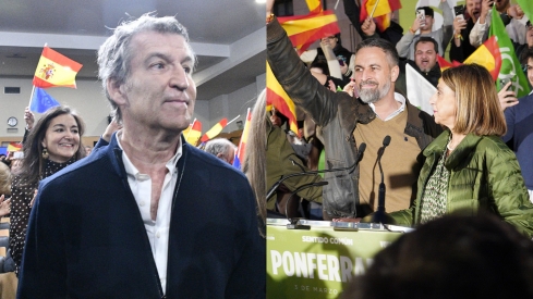 Feijoo y Abascal en Ponferrada durante la campaña electoral 