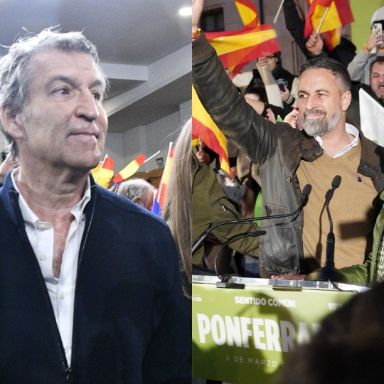 Feijoo y Abascal en Ponferrada durante la campaña electoral 