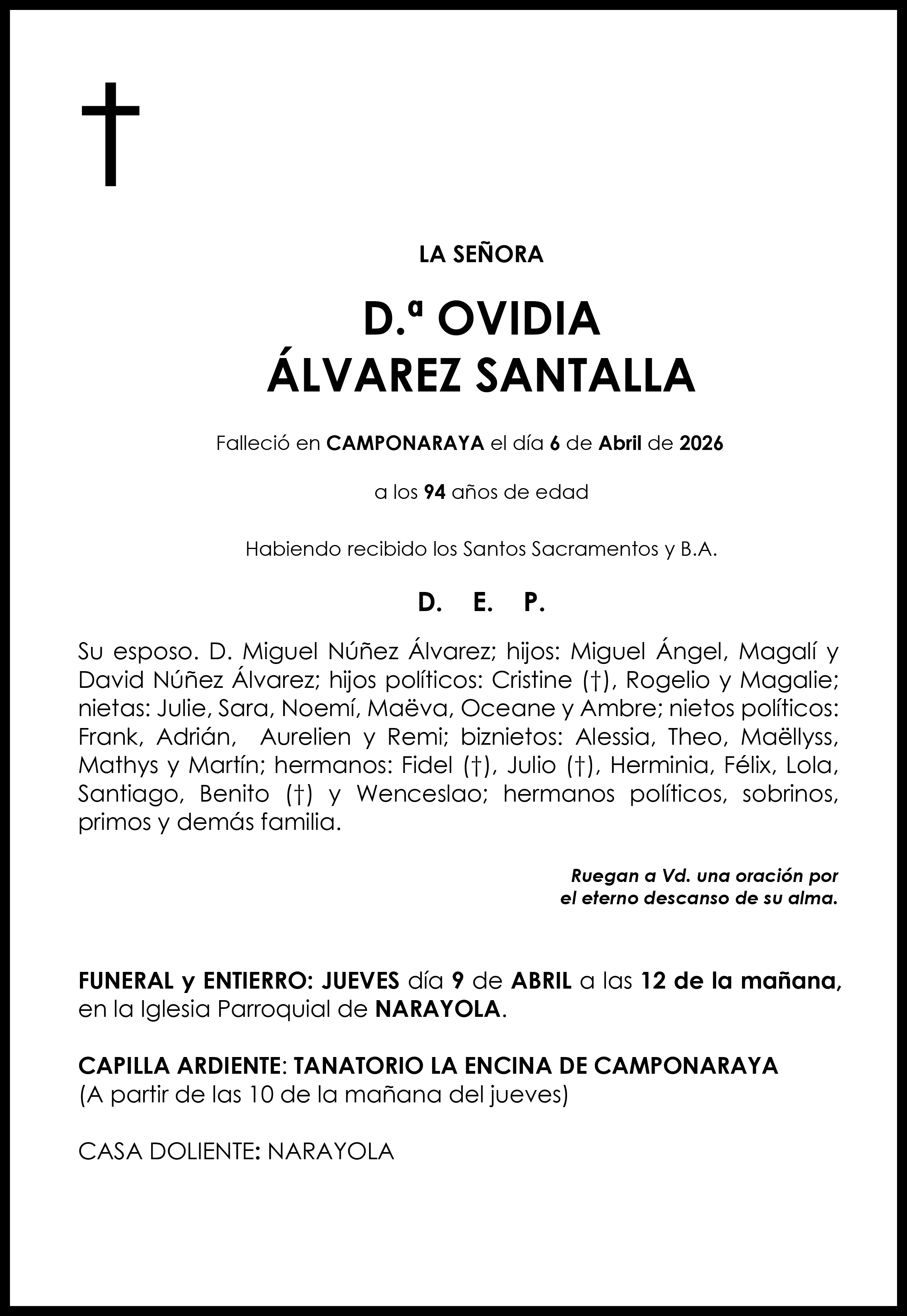 OVIDIA ÁLVAREZ SANTALLA