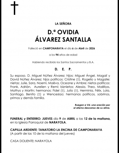OVIDIA ÁLVAREZ SANTALLA