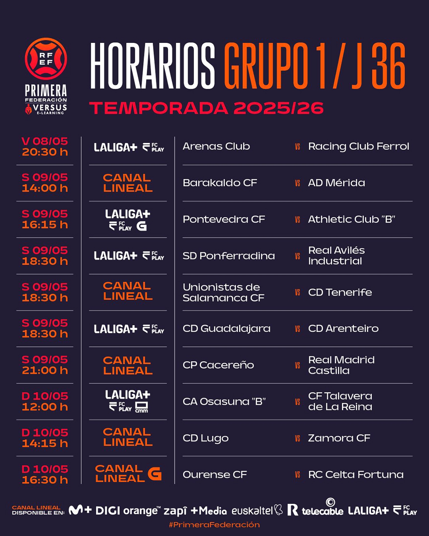 Horario del Ponferradina Avilés