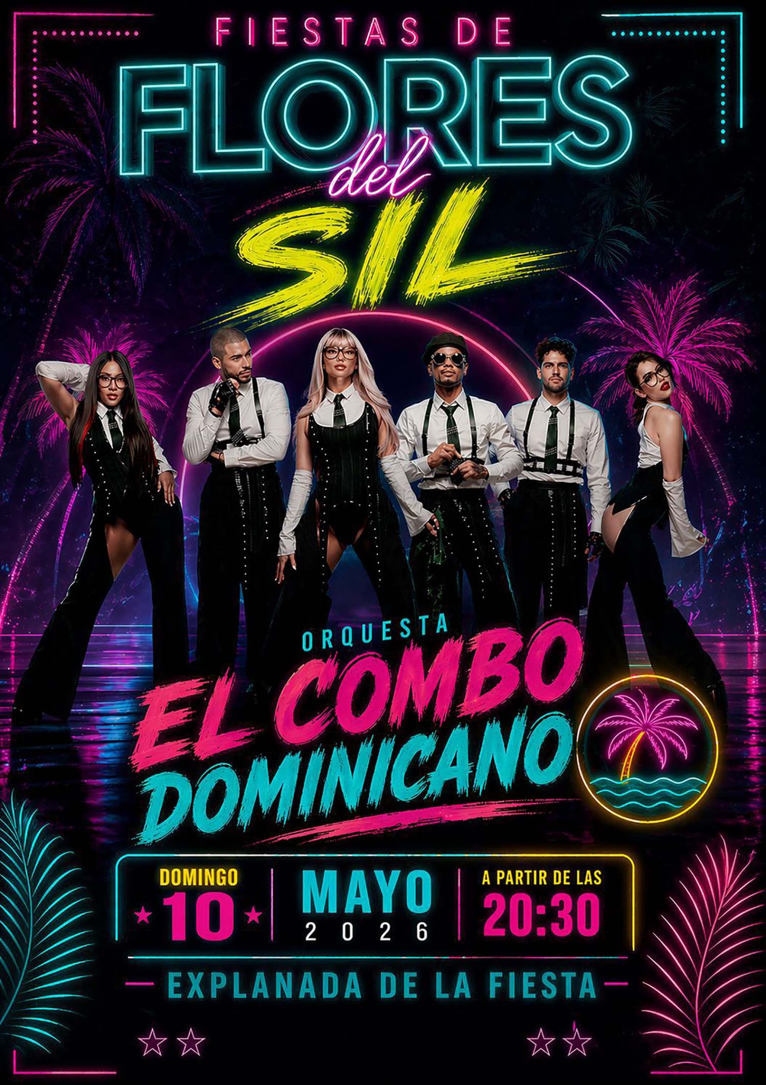 Cartel de El Combo Dominicano en Flores del SIl