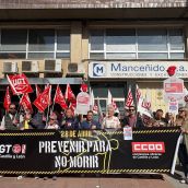 Protesta de los sindicatos por el Dia de la Seguridad en el trabajo