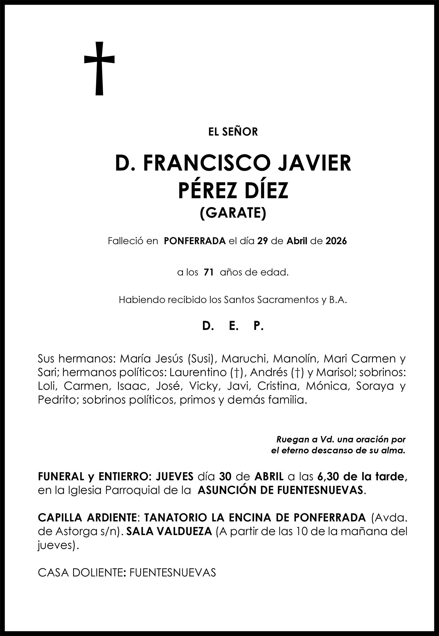 FRANCISCO JAVIERPÉREZ DÍEZ(GARATE) 