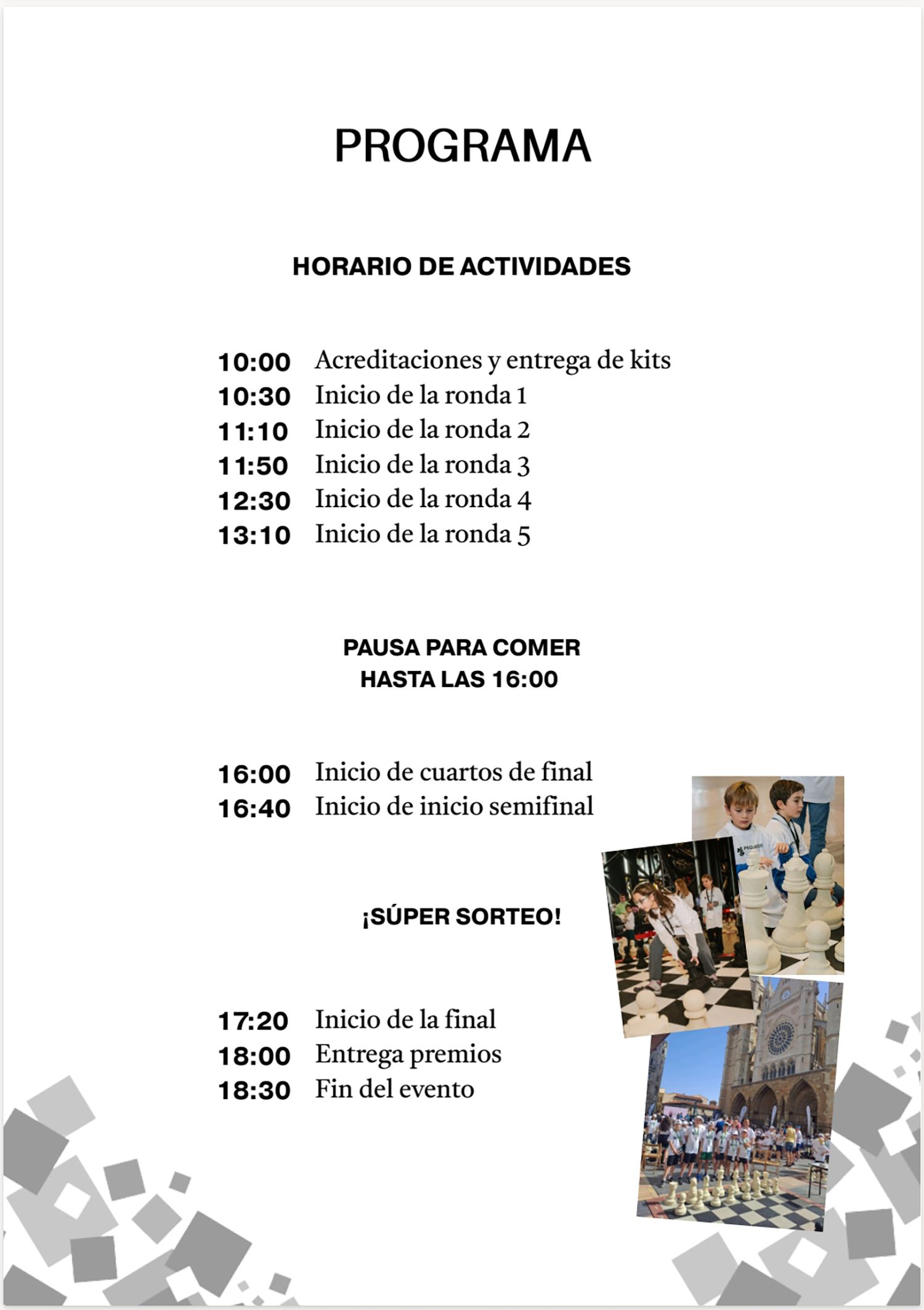 Programa del torneo Pequeños Gigantes de Camponaraya