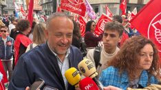 Gerardo Courel durante la manifestación del 1 de mayo