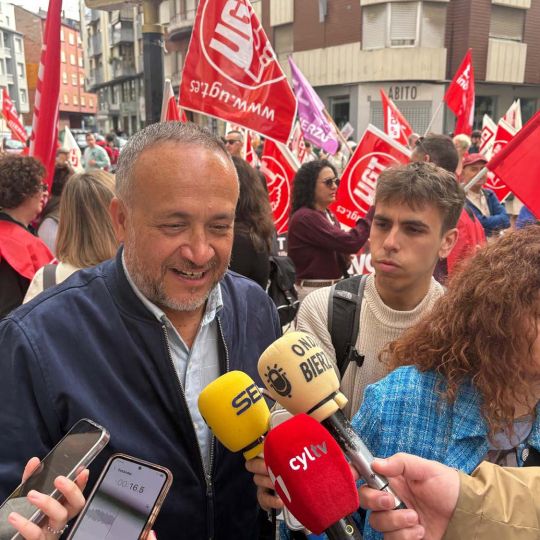 Gerardo Courel durante la manifestación del 1 de mayo