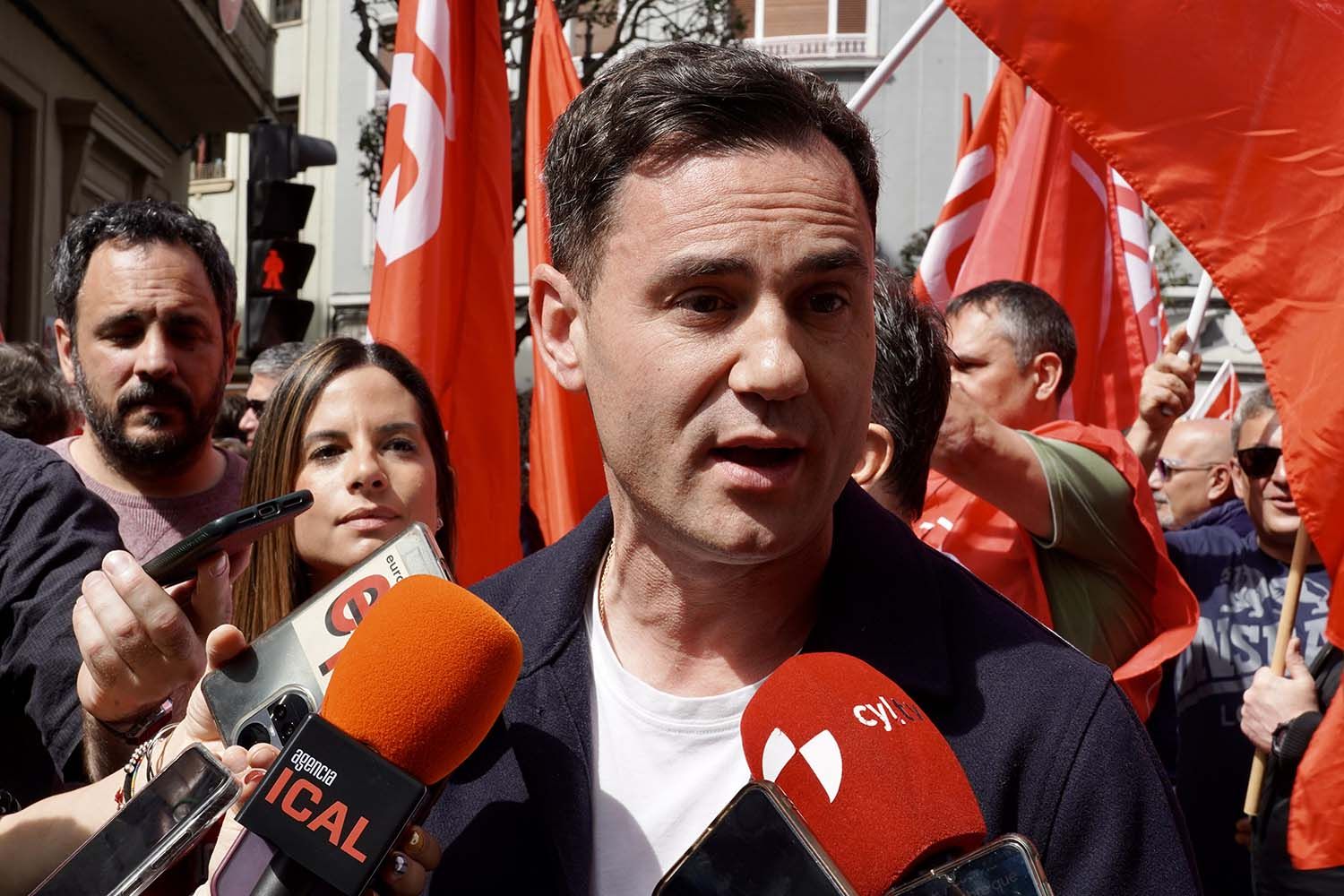 Cendón durante los actos del 1 de mayo en León