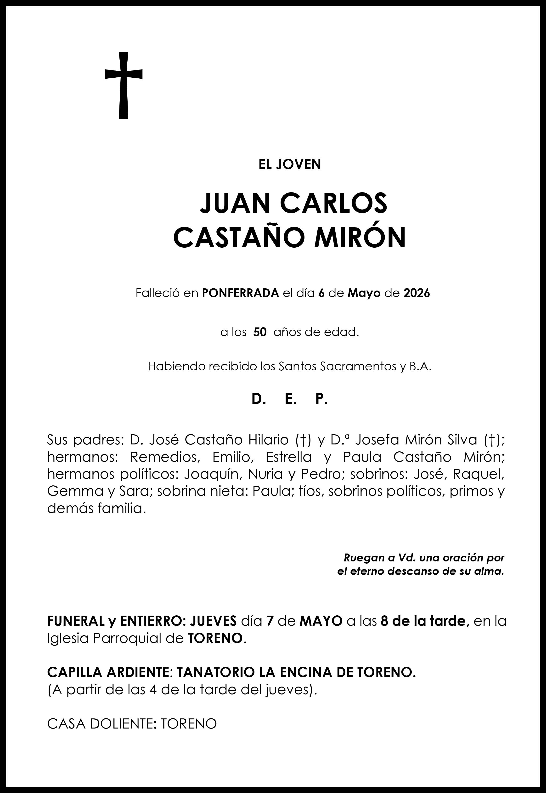 JUAN CARLOS CASTAÑO MIRON
