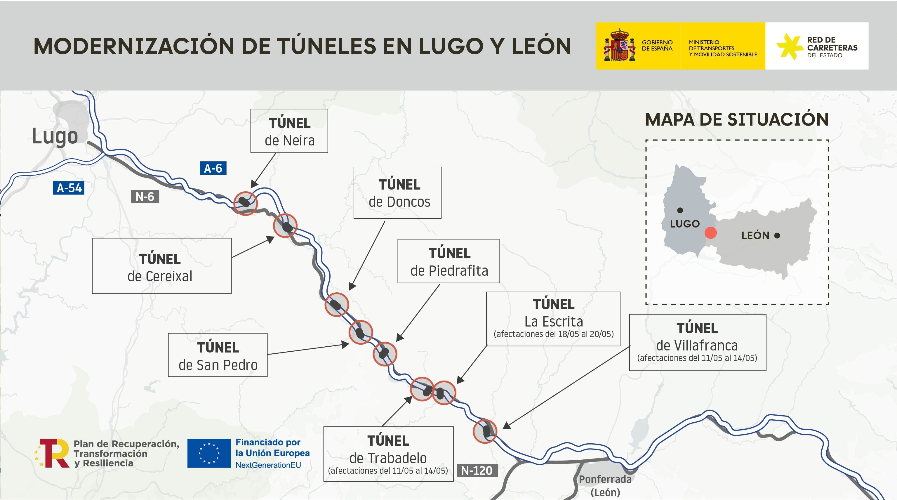 Obras en los túneles entre Lugo y El Bierzo