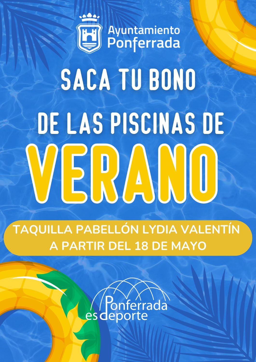 Cartel de los bonos de piscinas de verano de Ponferrada