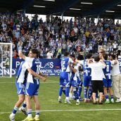 La Ponferradina celebra su playoff tras ganar al Bilbao Athletic La Ponferradina celebra su playoff tras ganar al Bilbao Athletic