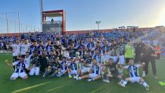 La Ponferradina celebra su victoria La Ponferradina celebra su victoria