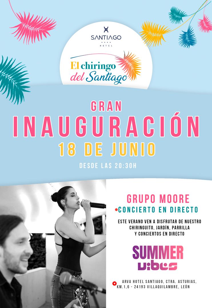 Cartel de la inauguración oficial de 'El Chiringo del Santiago'