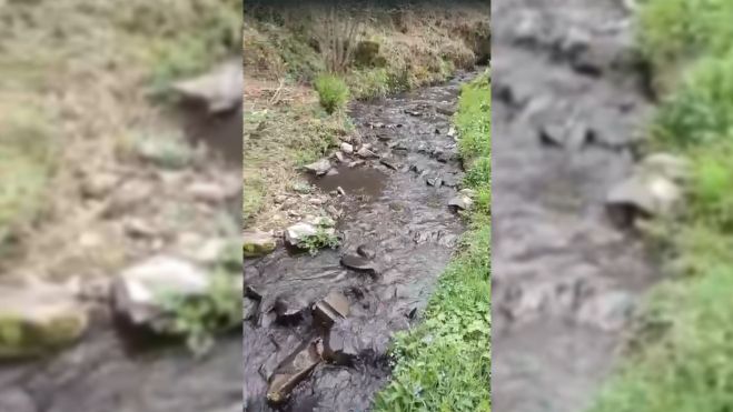 Río de Carracedo de Compludo lleno de lodo Río de Carracedo de Compludo lleno de lodo