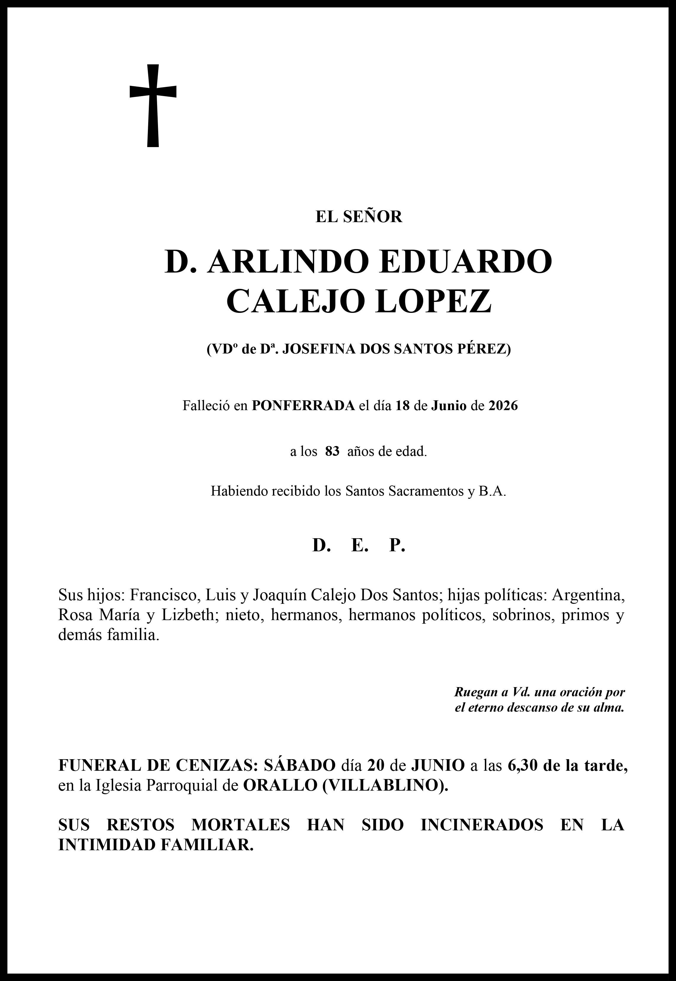ARLINDO EDUARDO CALEJO LOPEZ