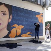 Inauguración del mural de Nevenka en la Térmica Cultural de Ponferrada | Foto: César Sánchez, ICAL Inauguración del mural de Nevenka en la Térmica Cultural de Ponferrada | Foto: César Sánchez, ICAL
