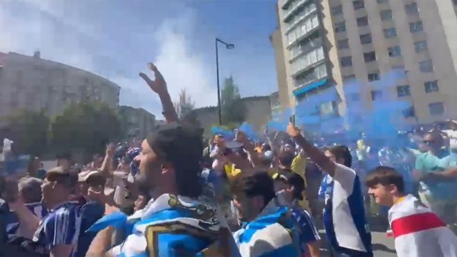 Recimiento de la afición a la Ponferradina en Balaídos