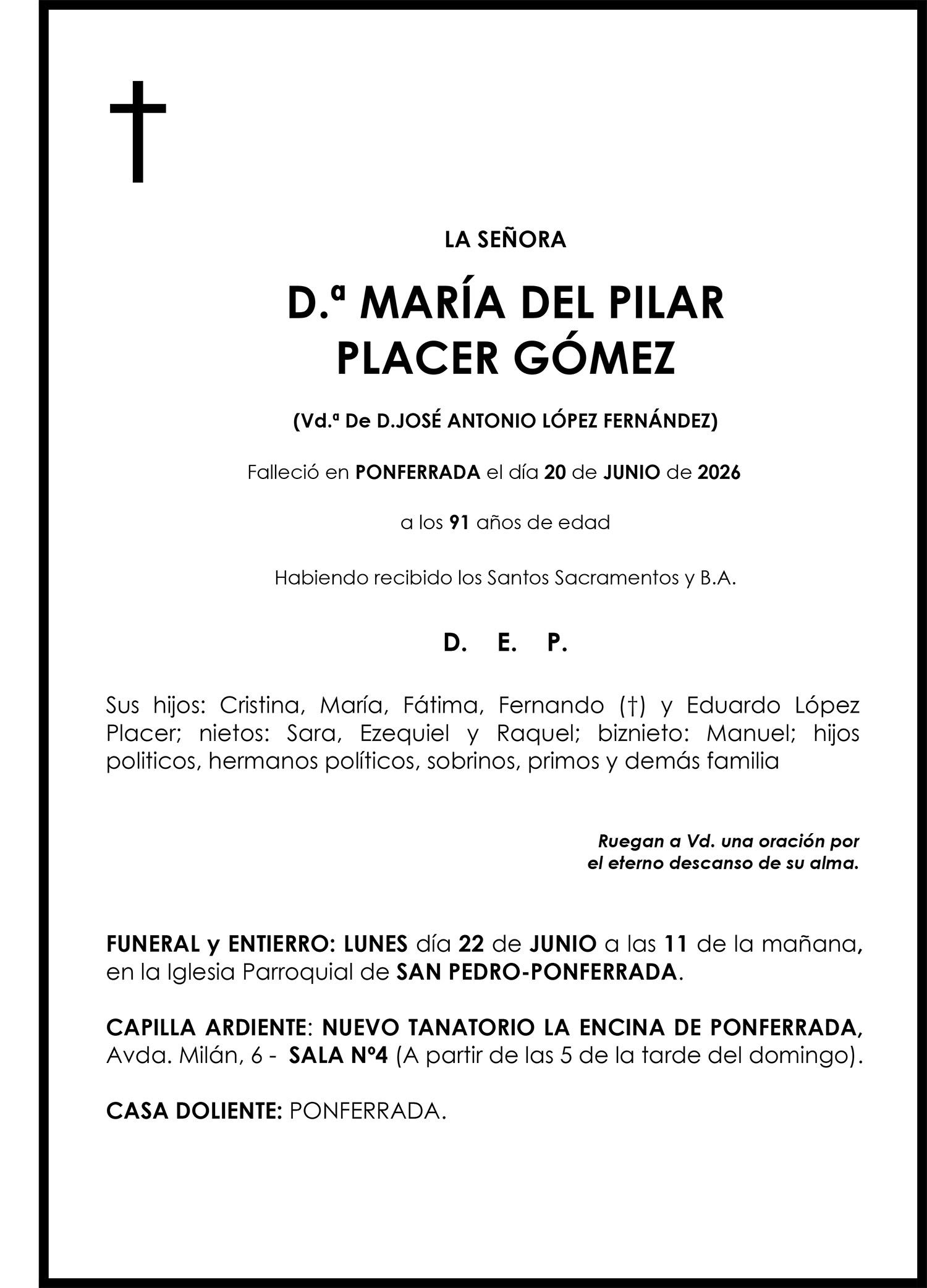MARÍA DEL PILAR PLACER GÓMEZ