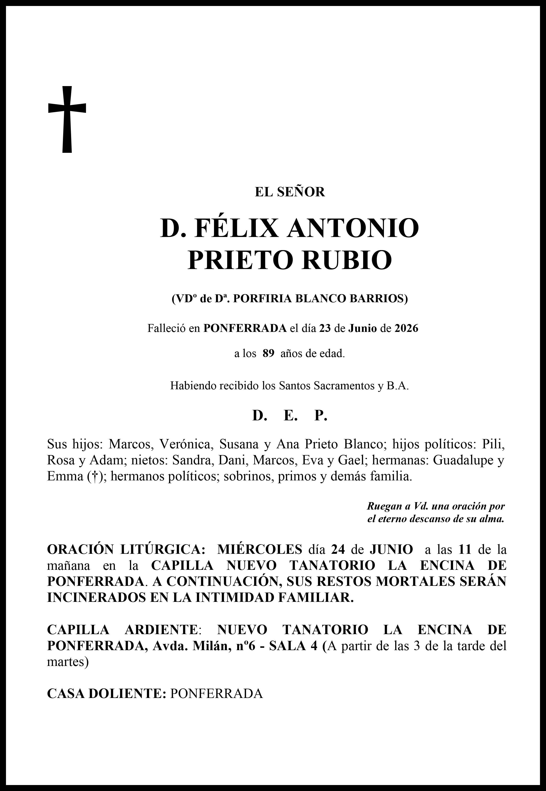 FELIX ANTONIO PRIETO RUBIO