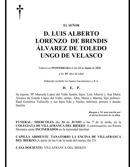 LUIS ALBERTO LORENZO DE BRINDIS ÁLVAREZ DE TOLEDO UNGO DE VELASCO