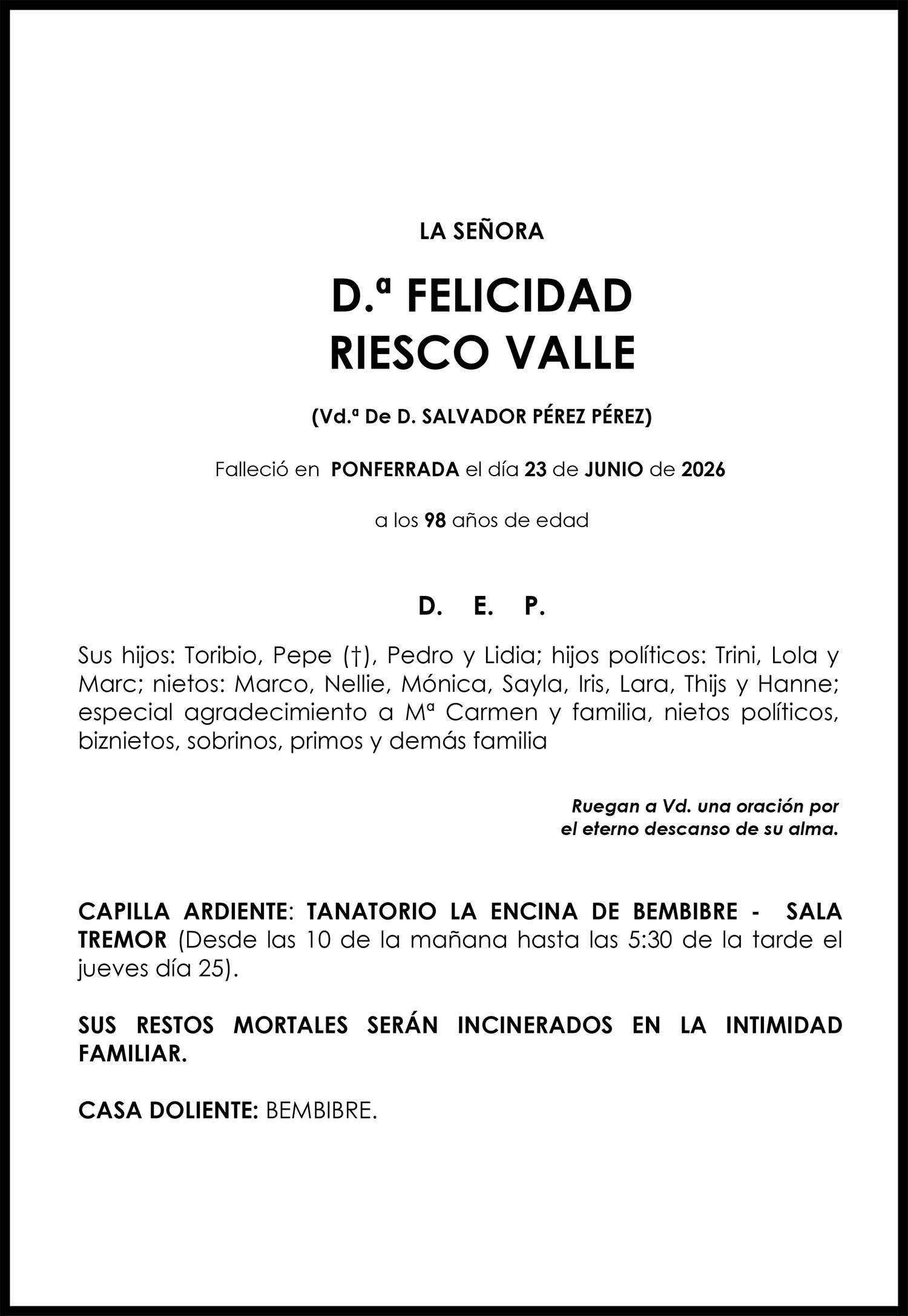 FELICIDAD RIESCO VALLE
