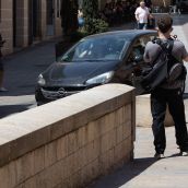 Expectacion en el exterior de la Audiencia provincial de Soria durante la declaracion de la concejala Yolanda Santos
