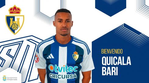El nuevo jugador de la Ponferradina, Quicala Bari El nuevo jugador de la Ponferradina, Quicala Bari