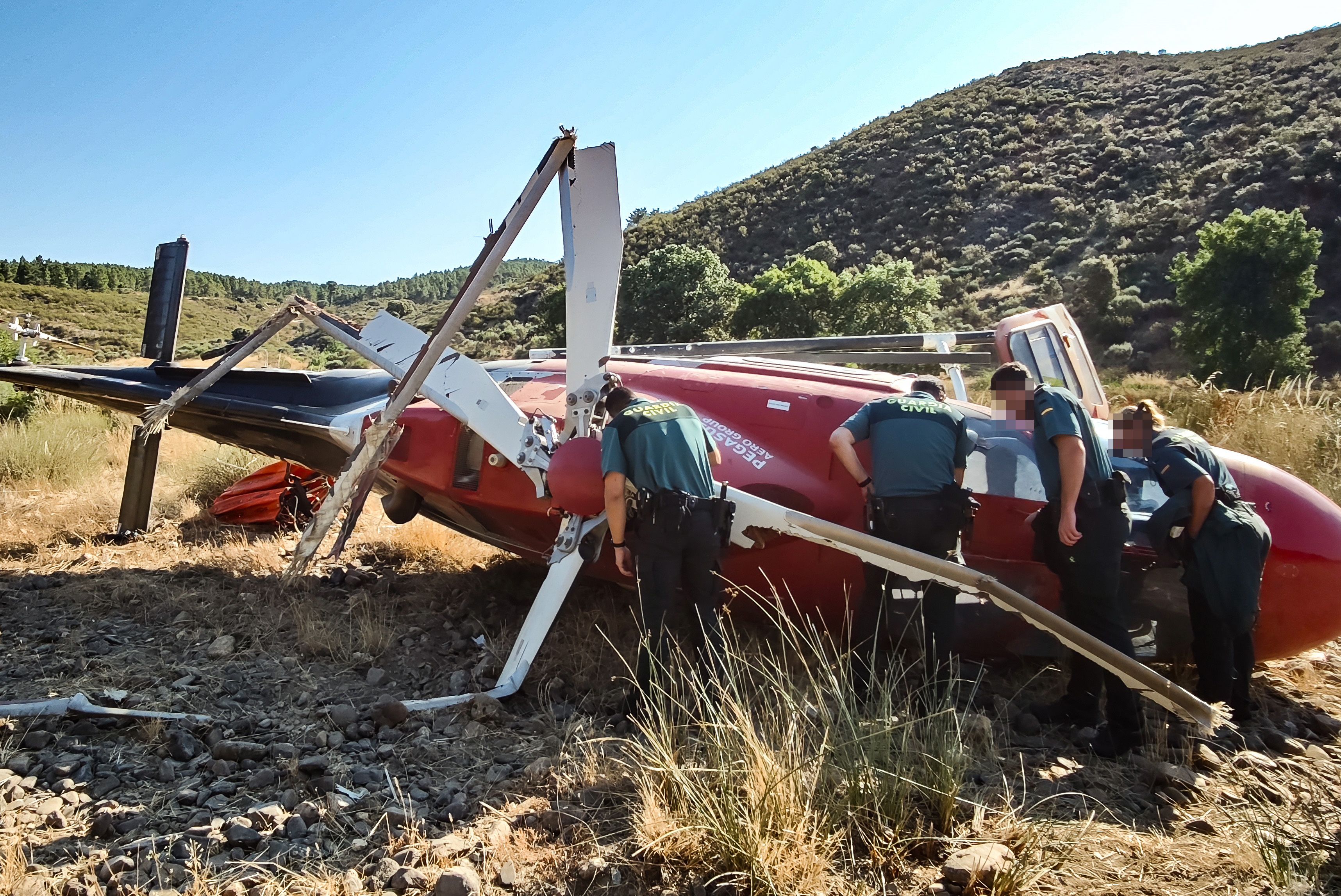 Estado del helicóptero de extinción accidentado este sábado en Salamanca
