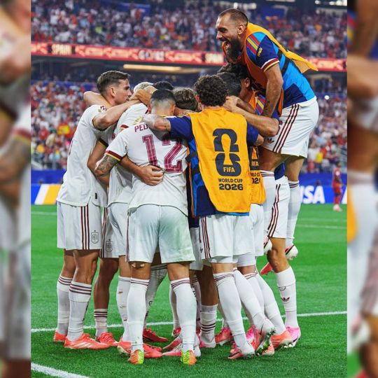 Celebración de la Selección Española tras su victoria a Portugal | Foto: Selección Española de Fútbol en X