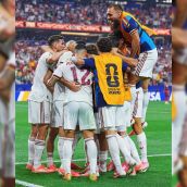 Celebración de la Selección Española tras su victoria a Portugal | Foto: Selección Española de Fútbol en X