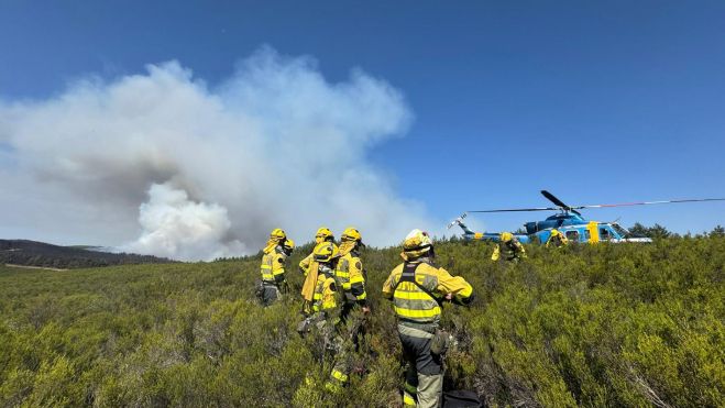 Bomberos forestales en el incendio de Espina del Tremor | Foto: Archivo Bomberos forestales en el incendio de Espina del Tremor | Foto: Archivo