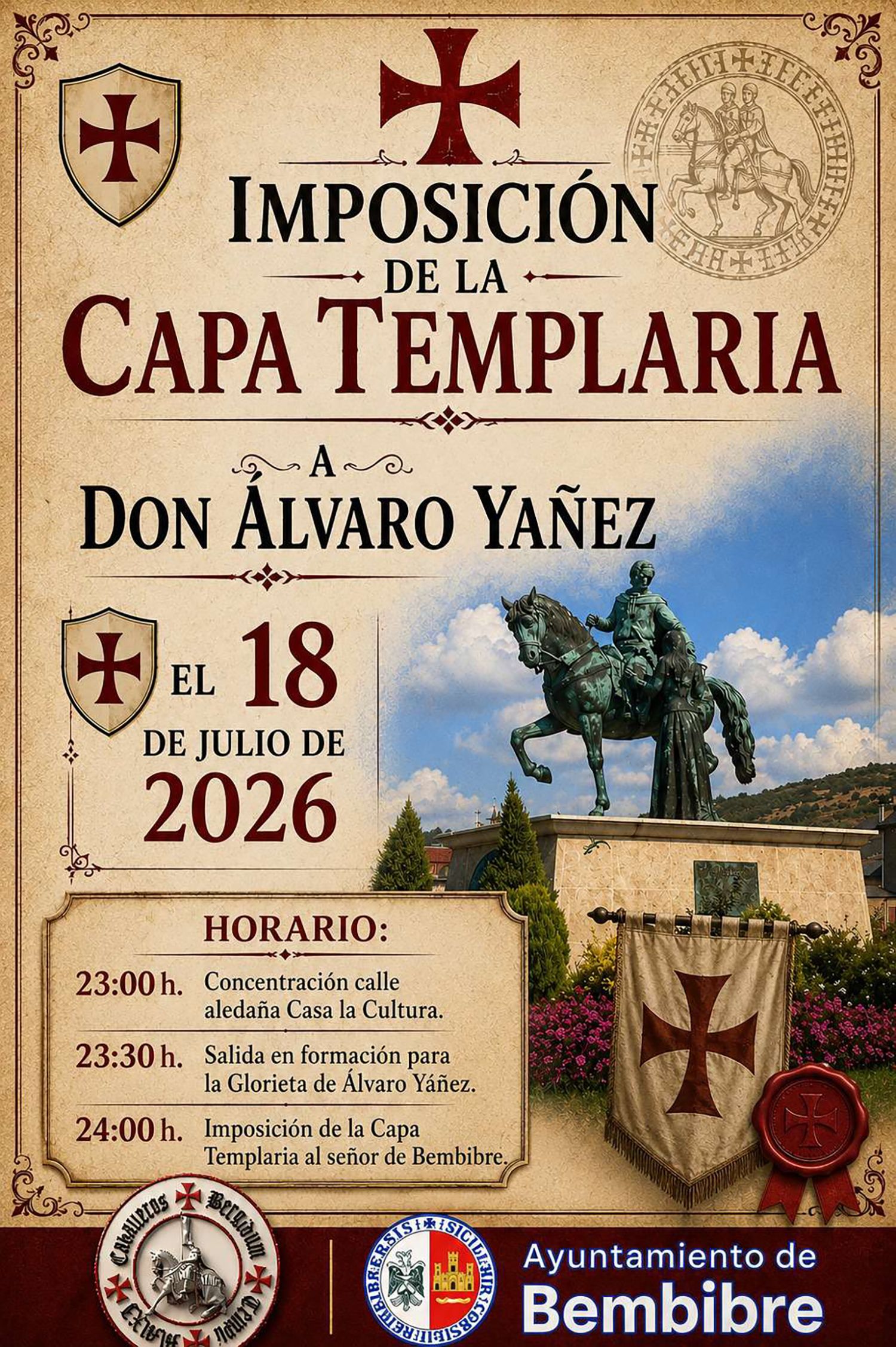 Cartel de la imposición de la capa templaria en Bembibre Cartel de la imposición de la capa templaria en Bembibre